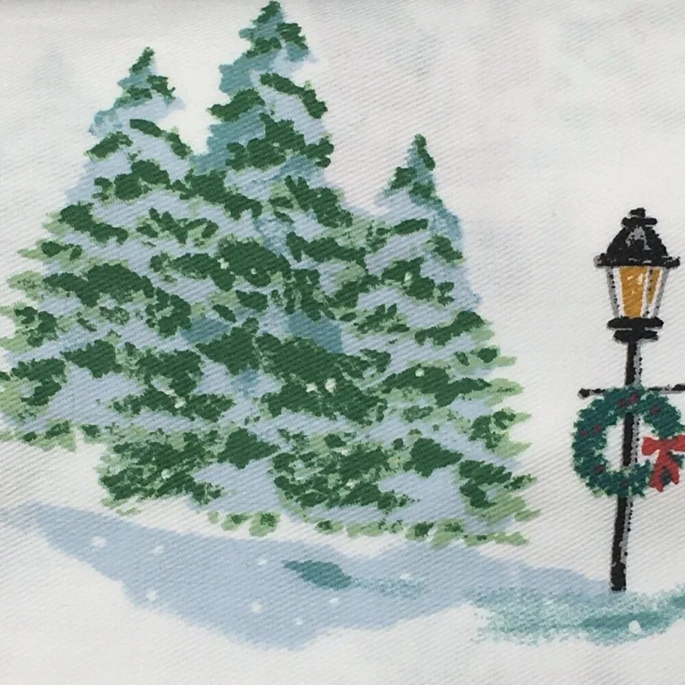 Martha Stewart Christmas Santa Claus Snowman Shower Curtain Sleigh Woods Holiday